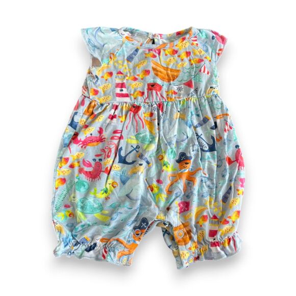 Birdie Bean Ocean-Themed Bamboo Bubble Romper 3-6 Months - Picture 1 of 3